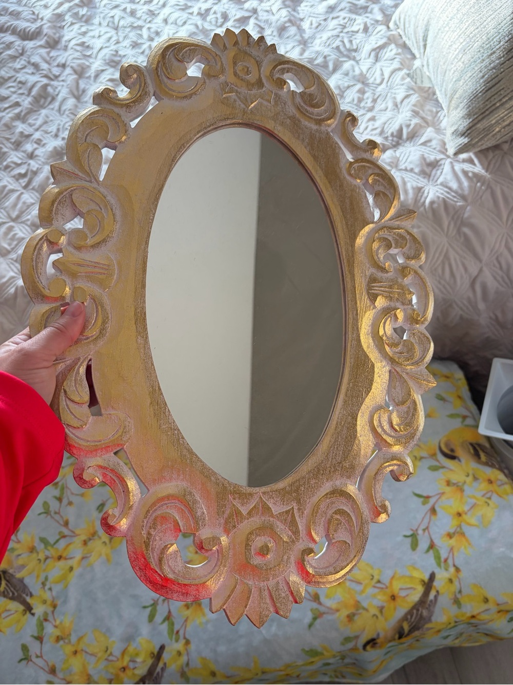 Ornate Gold Oval Wall Mirror - Decorative Home Accent